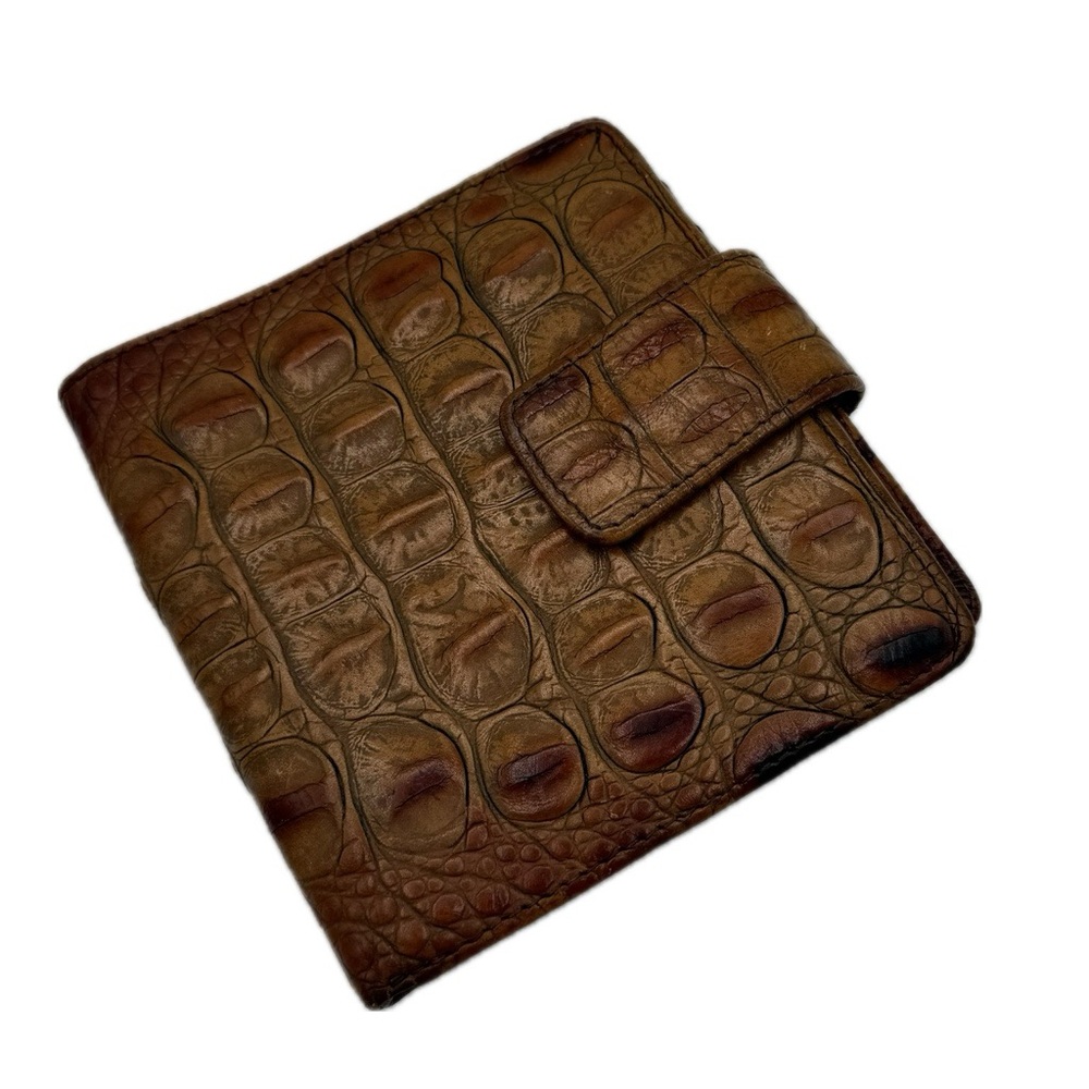 VINTAGE BRAHMIN Bifold Women’s Wallet Medium Crocodile Embossed Leather